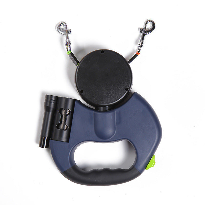 Correa retráctil para perros pequeños, reflectante, doble, con giro de 360° y luces. Productos para mascotas.