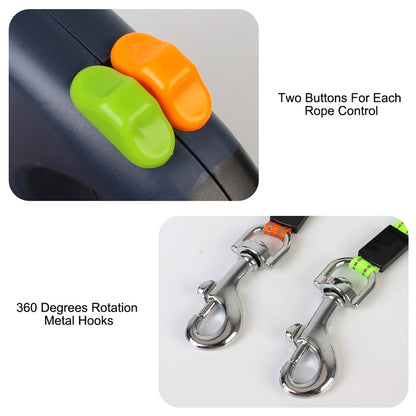 Correa retráctil para perros pequeños, reflectante, doble, con giro de 360° y luces. Productos para mascotas.
