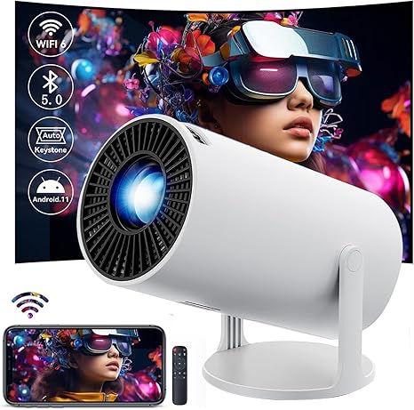 HY300 Pro Smart Projector - 4K Home Cinema, Android TV 11.0, Ultra-Fast WiFi 6 & 180° Rotation