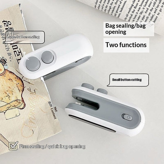 Portable Mini Heat Sealer & Bag Cutter: Keep Snacks Fresh with 2-in-1 Handheld Vacuum Sealer - Magnetic Rechargeable Bag Resealer for Kitchen, Camping & Travel