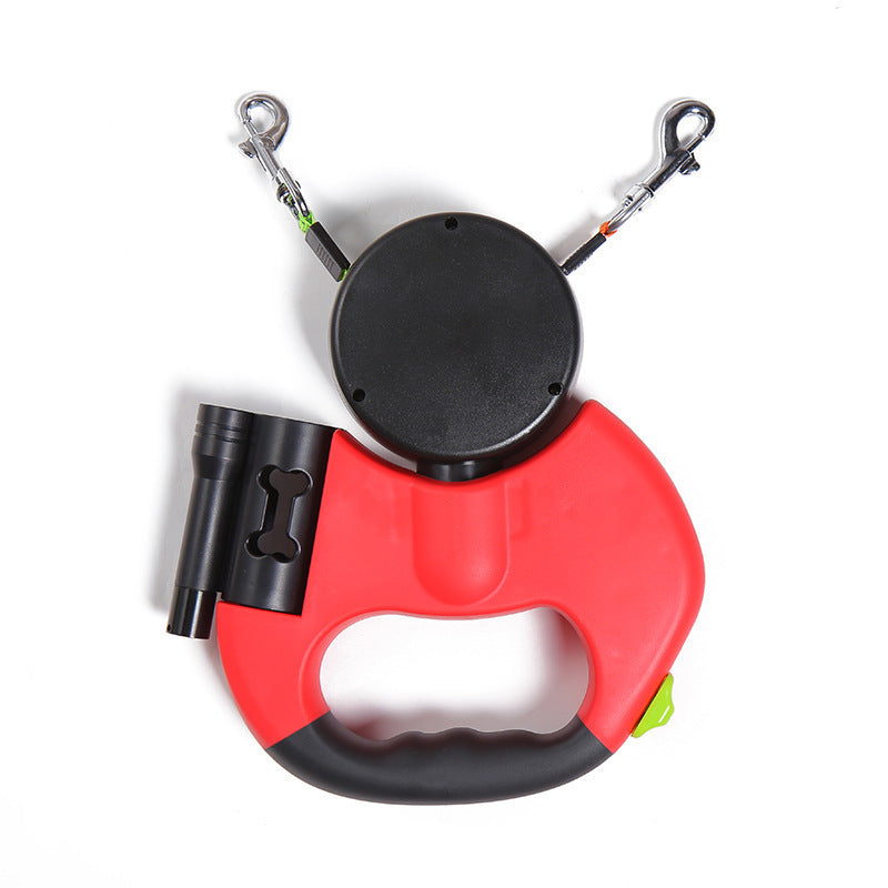 Correa retráctil para perros pequeños, reflectante, doble, con giro de 360° y luces. Productos para mascotas.